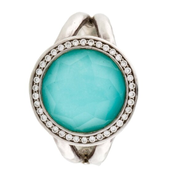 IPPOLITA TURQUOISE QUARTZ DOUBLET & DIAMOND SILVER LOLLIPOP COCKTAIL RING - Picture 6 of 10